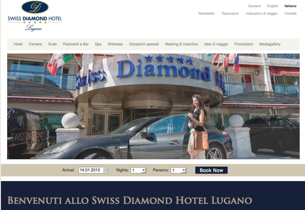 Sito + pagina Facebook + video + canale YouTube multilingue per Swiss Diamond Hotel.